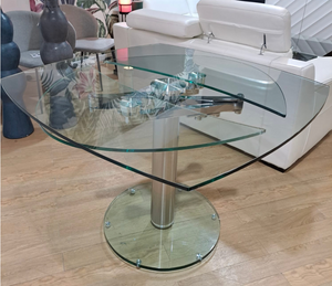 table de salle à manger en verre transparente extensible - Souffle d'intérieur