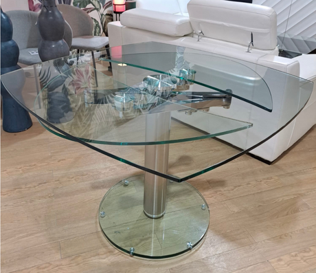 table de salle à manger en verre transparente extensible - Souffle d'intérieur