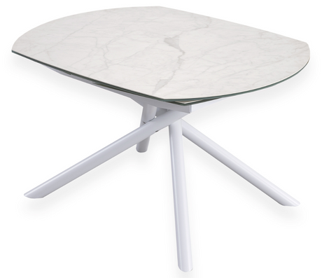 Table de salle a manger céramique extensible marbe blanc mat - Souffle d'intérieur