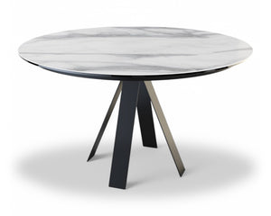 Table ronde en céramique extensible marbre blanc - Souffle d'intérieur