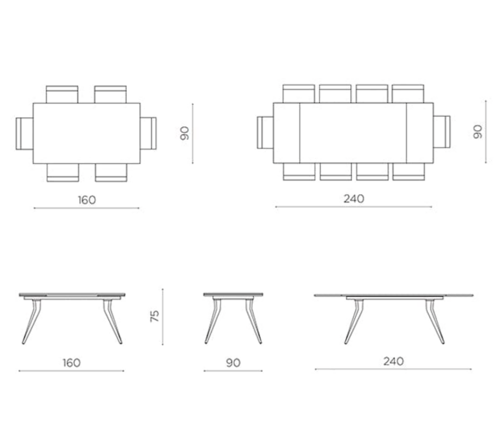 dimensions Table marbre blanc mat céramique extensible pieds blanc - Souffle d'intérieur - Akante