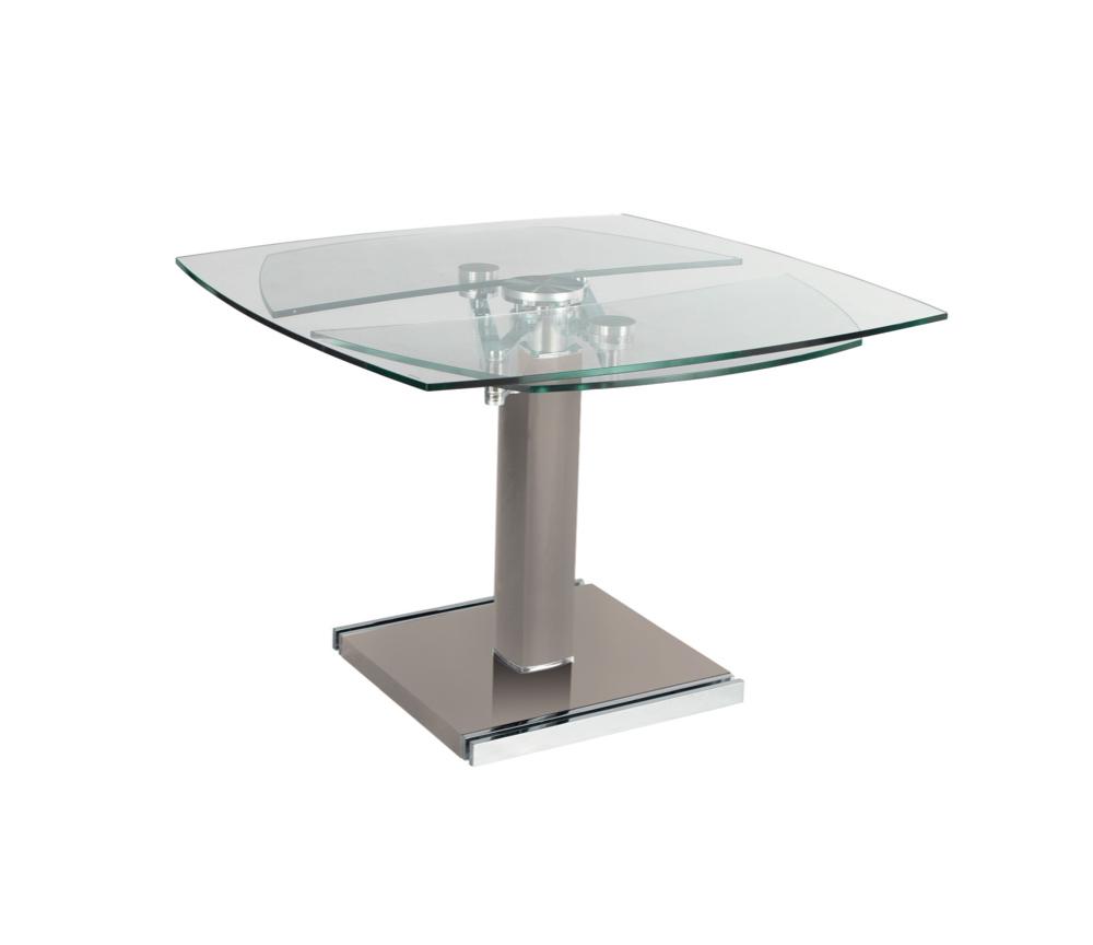 Table en verre extensible design 110cm (ouverte 199cm) - Leo