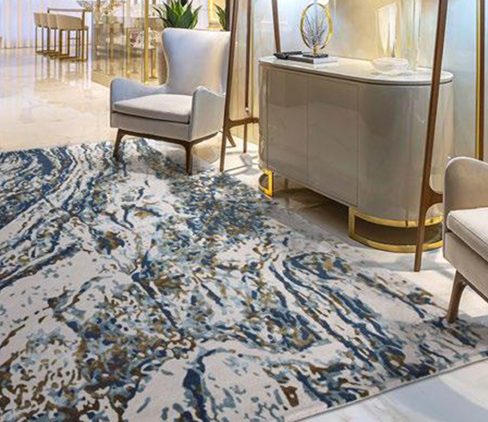 Tapis contemporain pour salon bleu - Salgueiro rugs - Souffle d'Intérieur