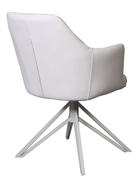 Fauteuil de table pivotant moderne blanc et pieds métal - SOUFFLE D’INTÉRIEUR