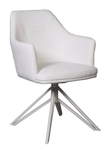 Fauteuil de table pivotant moderne blanc et pieds métal - SOUFFLE D’INTÉRIEUR