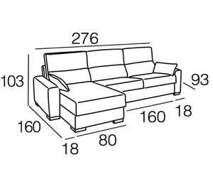 Canapé rapido convertible d'angle contemporain tissu gris avec dessin dimension - Souffle d'intérieur