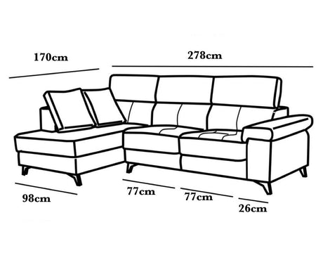 Dessin canapé d'angle beige relax électrique en tissu