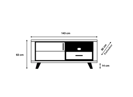 Meuble tv bois clair contemporain 143cm -  SOUFFLE D'intérieur