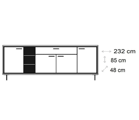 Buffet contemporain moderne en bois pieds métal design  avec dimensions - Souffle d'intérieur