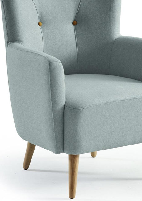 Fauteuil crapaud en tissu vert clair moderne pieds bois - Cindy-Fauteuils-SOUFFLE D’INTÉRIEUR