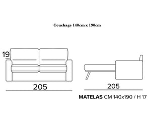 Canapé rapido lit convertible express en tissu beige et matelas 17cm - Rita