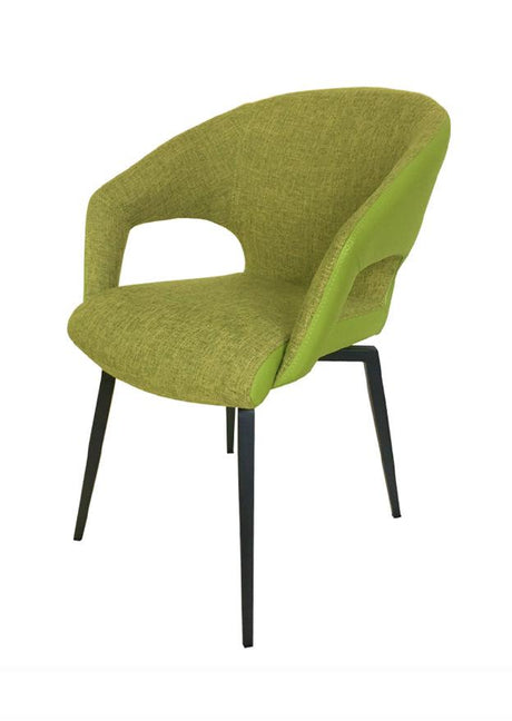 Fauteuil de table pivotant pieds metal en tissu vert moderne - SOUFFLE d'intérieur