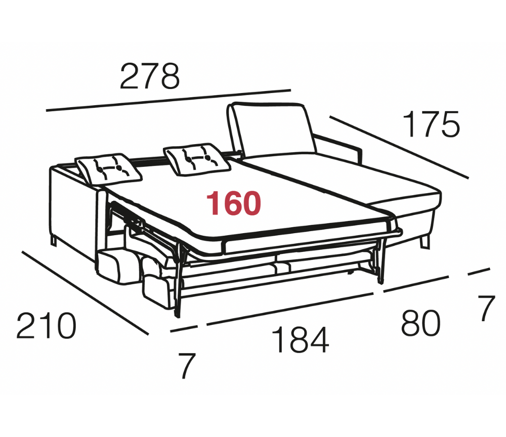 dessins Canapé d'angle convertible beige système rapido -  Souffle d'intérieur