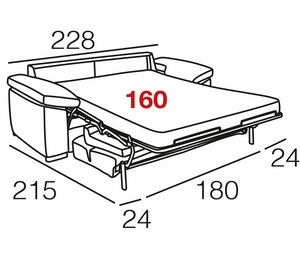 Canapé rapido lit convertible 140 tissu avec matelas 18cm  - Souffle d'intérieur