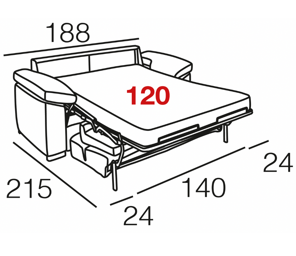 Canapé rapido lit convertible 140 tissu avec matelas 18cm  - Souffle d'intérieur