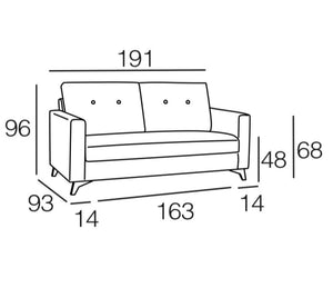 Dessin du canapé convertible lit couchage 140 en tissu marron - Souffle d'intérieur