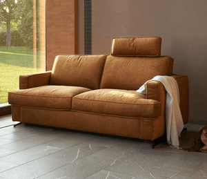 Canapé convertible 140 en tissu marron design rapido et pieds métal - Souffle d'intérieur