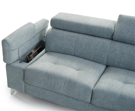 Canapé d'angle relax contemporain en tissu bleu - Souffle d'intérieur