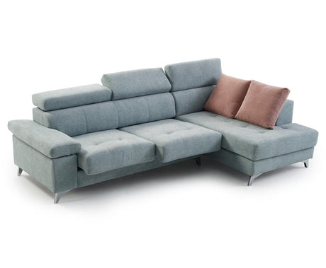 Canapé d'angle relax contemporain en tissu bleu - Souffle d'intérieur