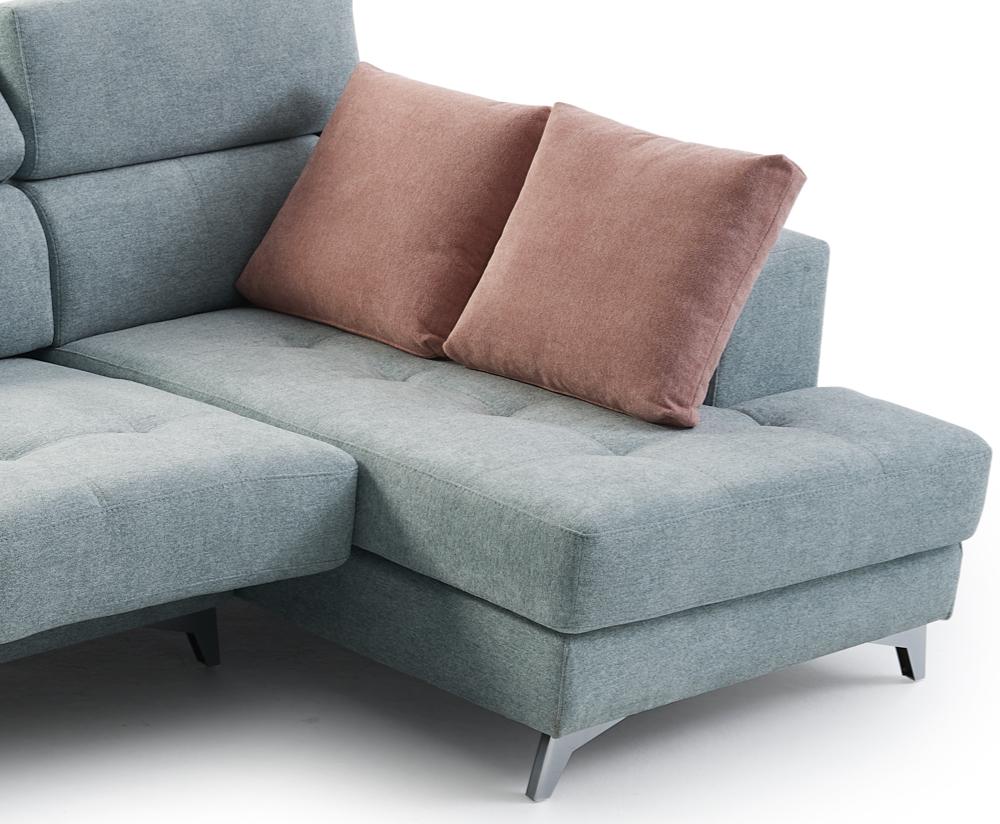 Canapé d'angle relax contemporain en tissu bleu - Souffle d'intérieur