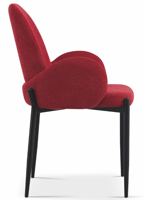 fauteuil de table à manger chaise tissu rouge design - Souffle d’intérieur