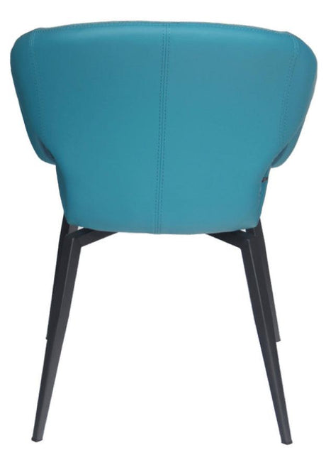 Fauteuil de table pivotant pieds metal en tissu bleu moderne - SOUFFLE D’INTÉRIEUR