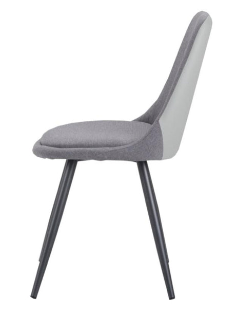 Chaise pieds métal en tissu gris clair moderne -  SOUFFLE D’INTÉRIEUR