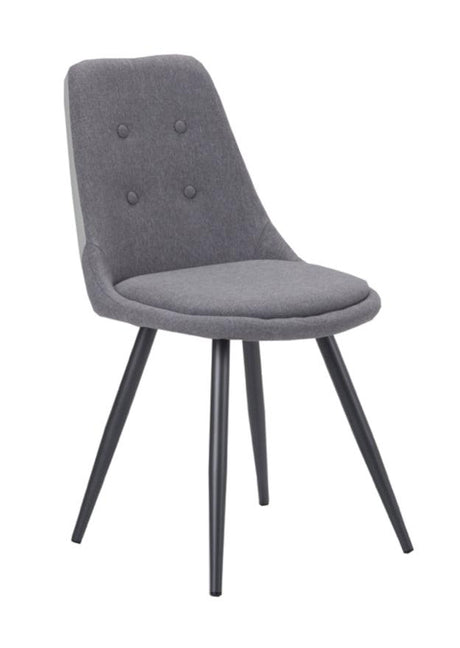 Chaise pieds métal en tissu gris clair moderne -  SOUFFLE D’INTÉRIEUR