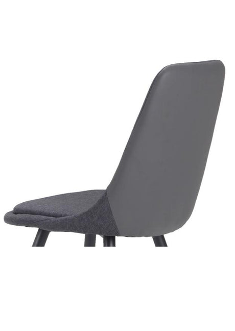 Chaise pieds métal en tissu gris foncé contemporaine - SOUFFLE D’INTÉRIEUR