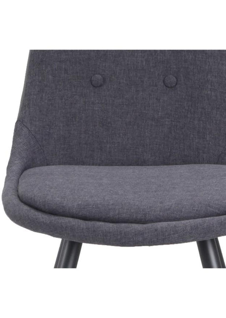 Chaise pieds métal en tissu gris foncé contemporaine - SOUFFLE D’INTÉRIEUR