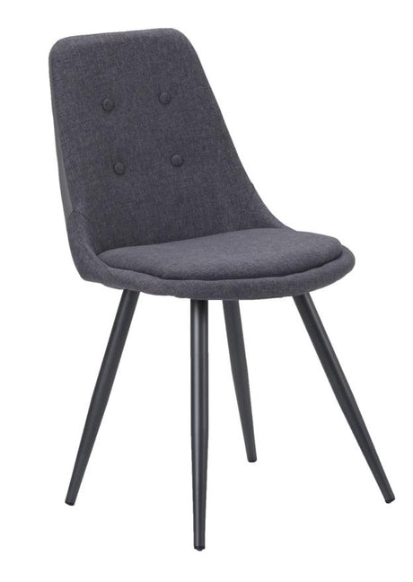 Chaise pieds métal en tissu gris foncé contemporaine - SOUFFLE D’INTÉRIEUR