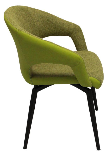 Fauteuil de table pivotant pieds metal en tissu vert moderne - SOUFFLE d'intérieur