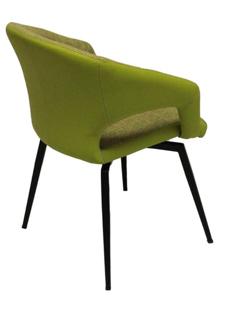 Fauteuil de table pivotant pieds metal en tissu vert moderne - SOUFFLE d'intérieur