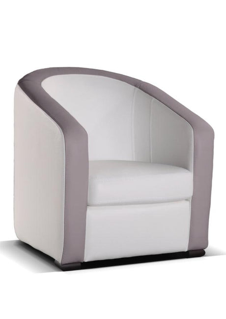 Fauteuil cabriolet en cuir bi-color contemporain - Souffle d'intérieur