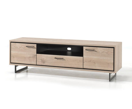 Meuble tv bois clair contemporain pieds métal - SOUFFLE D'INTERIEUR