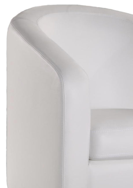 Fauteuil cabriolet en cuir blanc contemporain avec zoom sur le dossier - Souffle d'intérieur