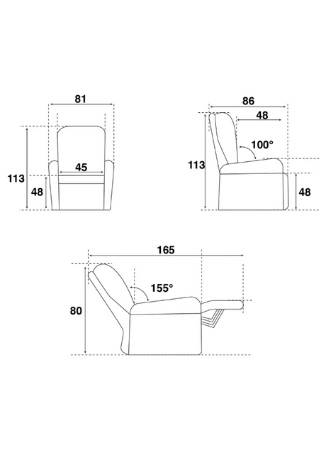 fauteuil de relaxation electrique cuir pvc anthracite - Souffle d'interieur