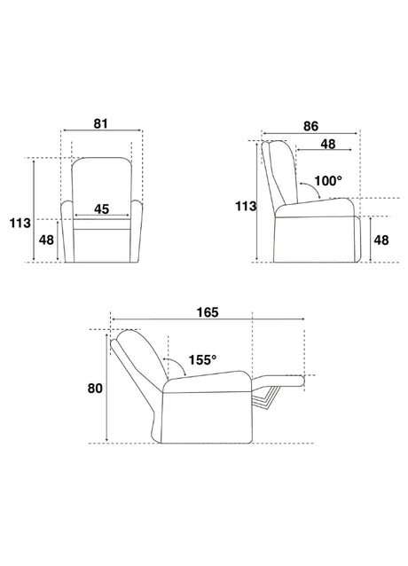 fauteuil de relaxation electrique cuir pvc gris - souffle d'interieur