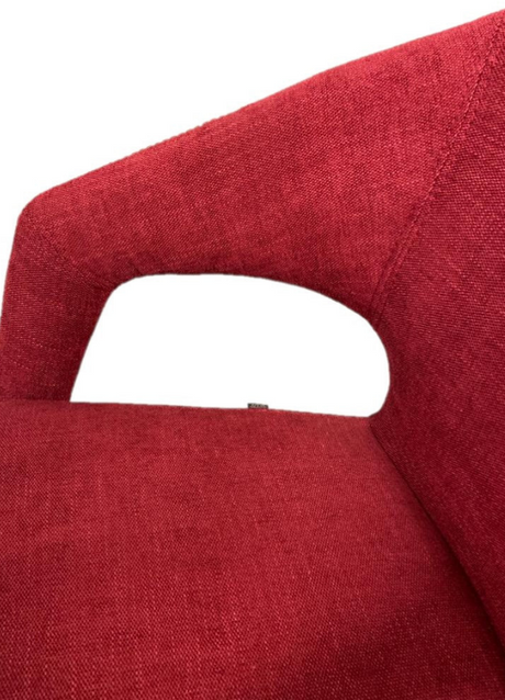 Fauteuil de table design pivotant pieds métal en tissu rouge - Souffle d'intérieur