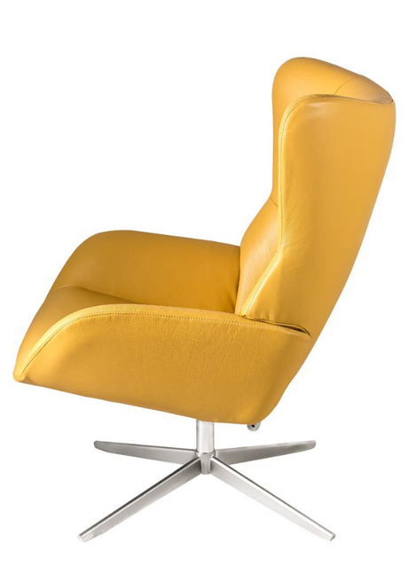 Fauteuil inclinable en cuir jaune pieds métal design - Faustine-SOUFFLE D’INTÉRIEUR