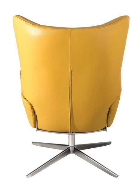 Fauteuil inclinable en cuir jaune pieds métal design - Faustine-SOUFFLE D’INTÉRIEUR