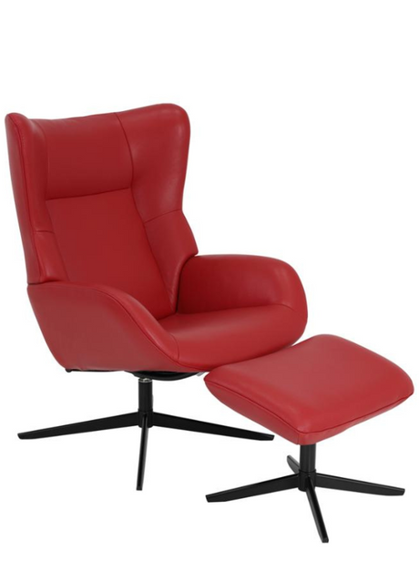 fauteuil inclinable en cuir rouge design - souffle d'interieur