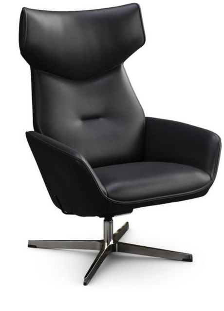 fauteuil inclinable cuir noir moderne + repose pieds - souffle d'interieur