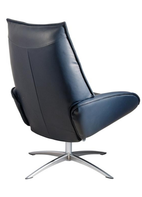 fauteuil inclinable en cuir bleu moderne + repose pieds - souffle d'interieur