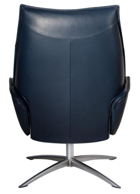 fauteuil inclinable en cuir bleu moderne + repose pieds - souffle d'interieur