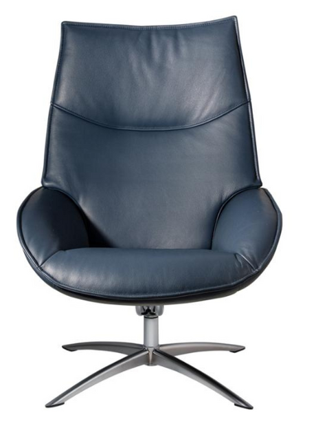 fauteuil inclinable en cuir bleu moderne + repose pieds - souffle d'interieur