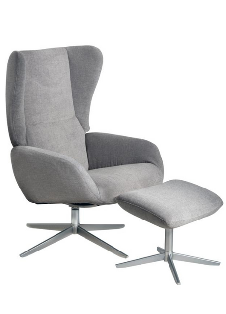 fauteuil inclinable en tissu gris design + repose pieds - souffle d'interieur