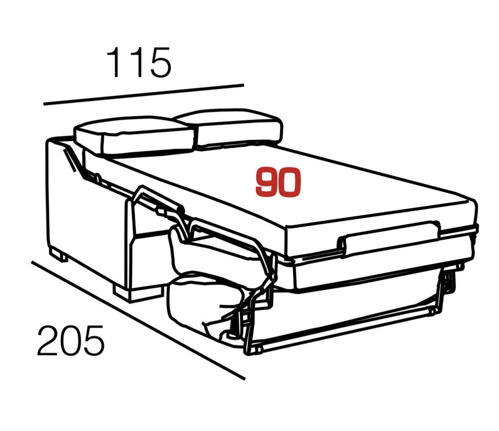 Dimensions du fauteuil lit 1 place convertible rapido en tissu  - Souffle d'intérieur