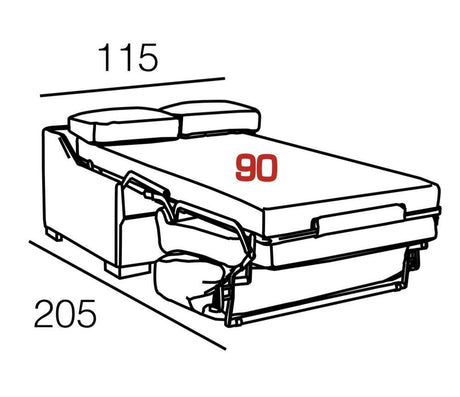 Dimensions du fauteuil lit 1 place convertible rapido en tissu  - Souffle d'intérieur