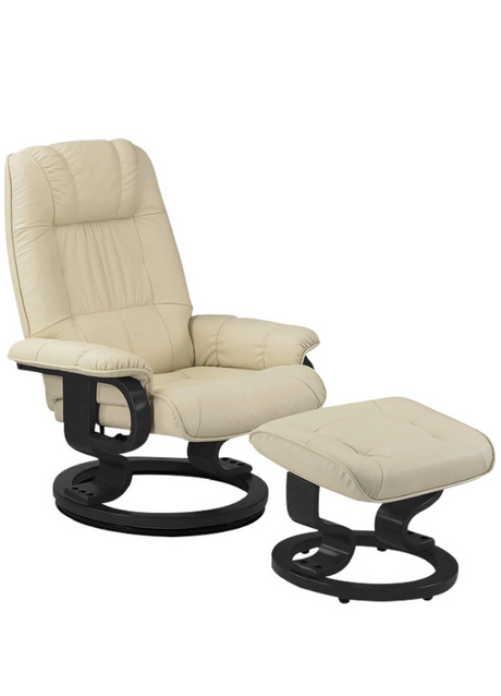 fauteuil relax moderne design cuir beige pivotant - Souffle d'intérieur